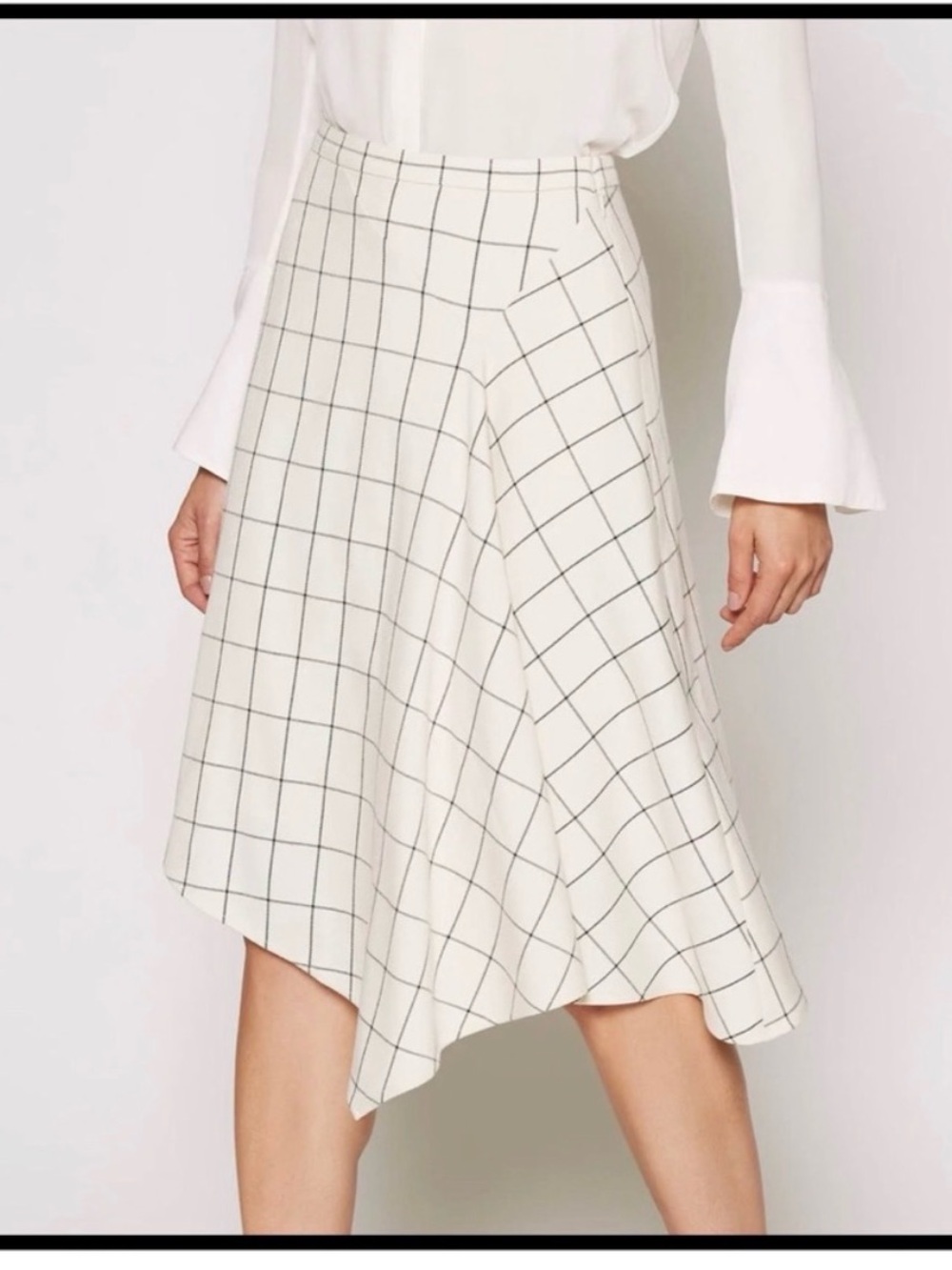 Joie Othelia Asymmetrical Grid Print Midi Skirt